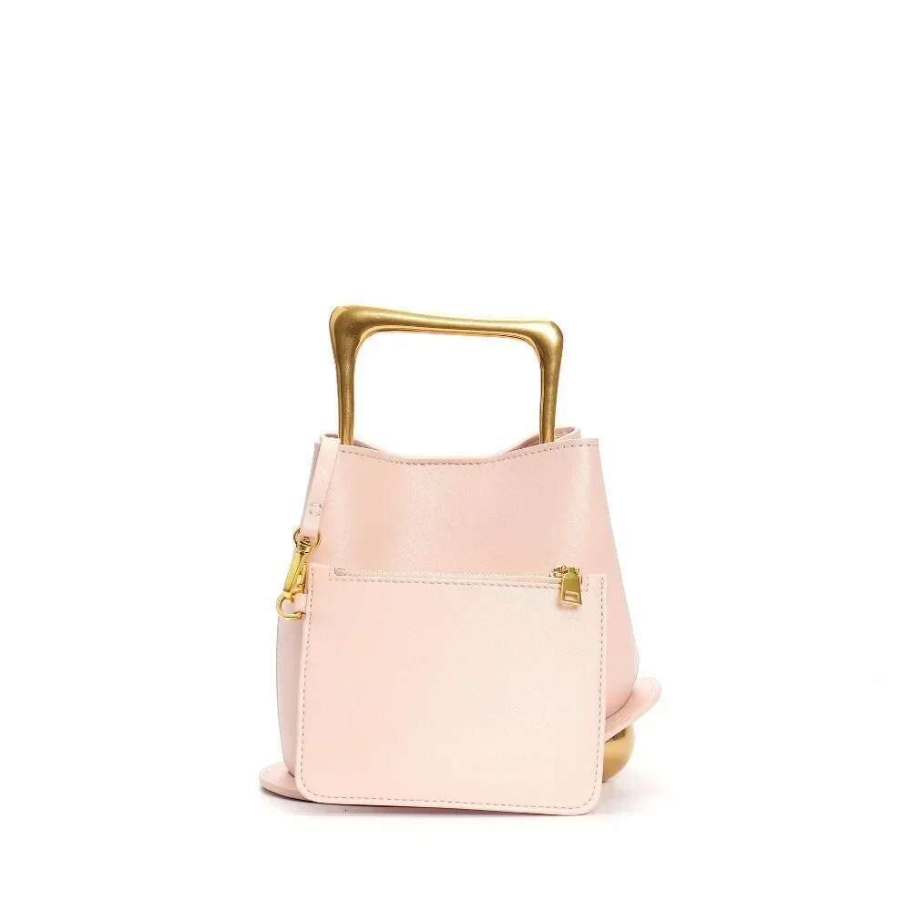 New Cowhide Genuine Leather Minority Korea Handbags Commuter Women Simple All-match Bucket Large Capacity Advanced Shoulder Bag