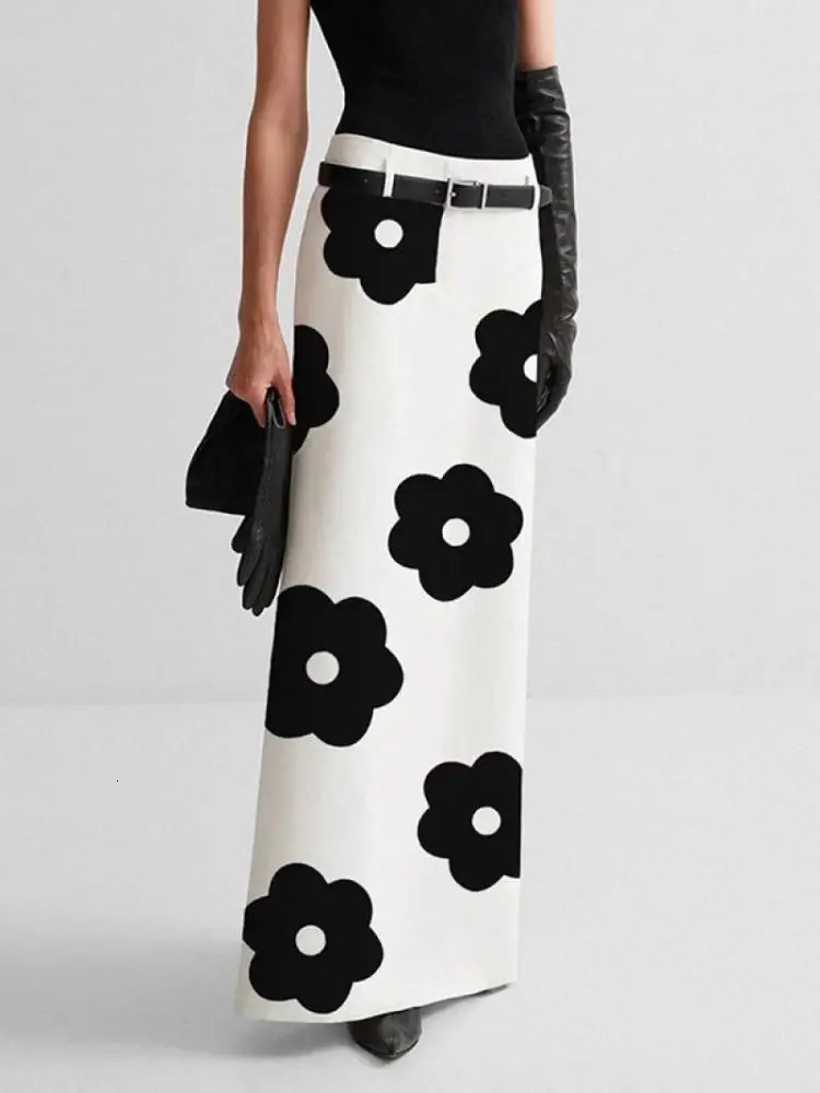 Missuoo Korean Fashion Skirt for Urban Women Floral Printed High Waist Slim Fit Hline Skirts Summer Elegant 250515