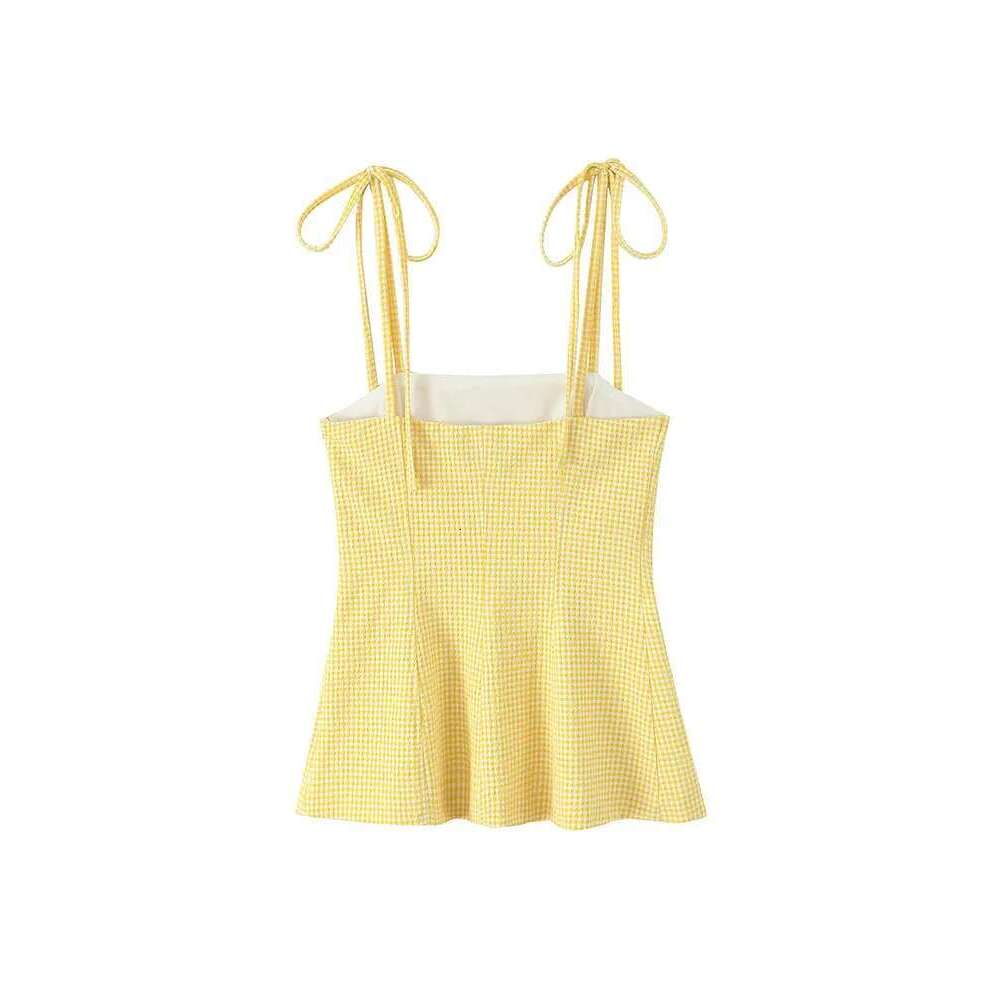 TRAFNLZGMSJ Tops Bow Sleeveless Crop Woman Tank Backless Sexy Short for Women With Thin Straps Camis Top