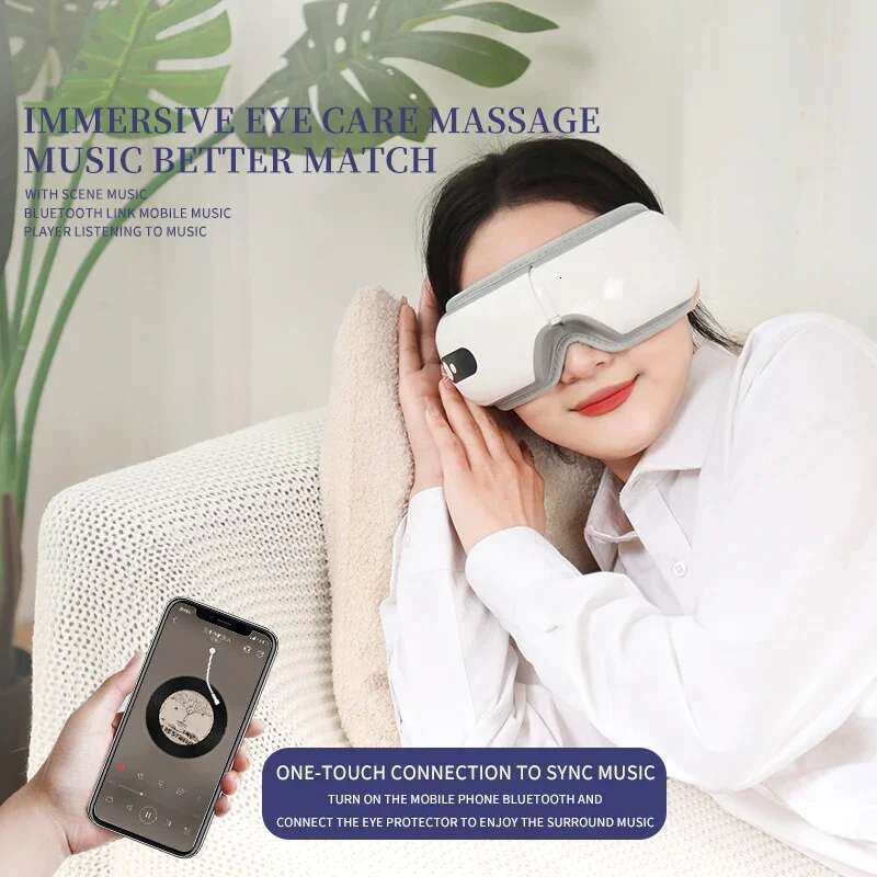 1PC Massager With Heat Smart Airbag Vibration Care Compress Bluetooth Music Eye Massage Relax Fatigue Foldable Portable