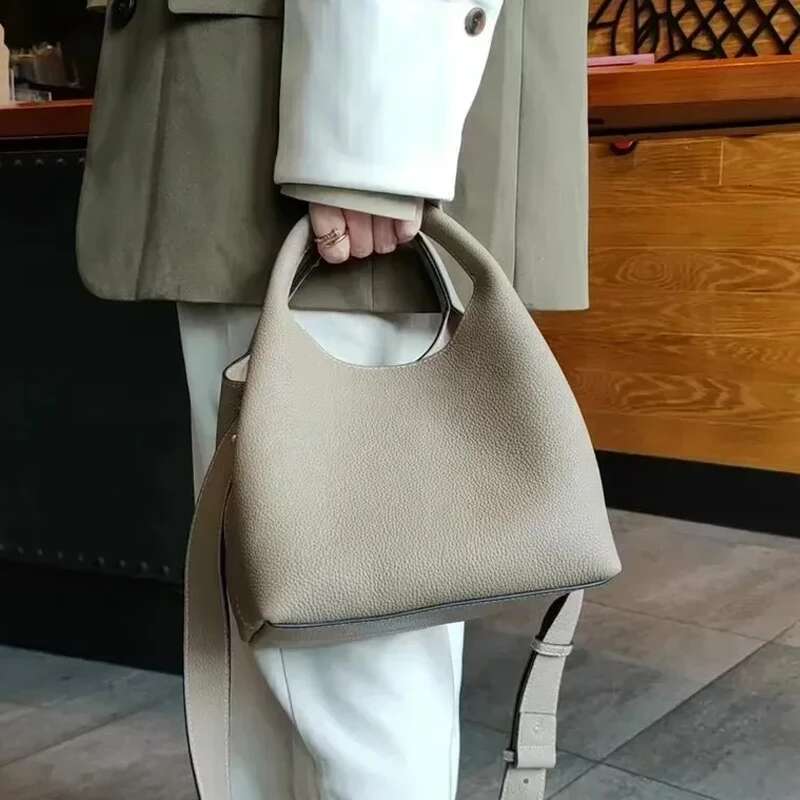 Genuine Leather bucket designer blocking and versatile single shoulder diagonal crossbody TOGO cowhide women's handbags