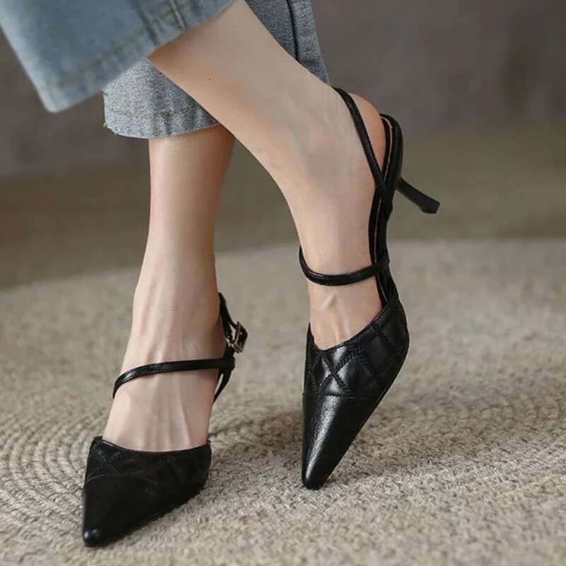 2025 Female Pointed Shoes Shallow Mouth Leisure Comfort Party Summer Fashion High Heels Sexy Thin Heel Sandals Zapatos Mujer