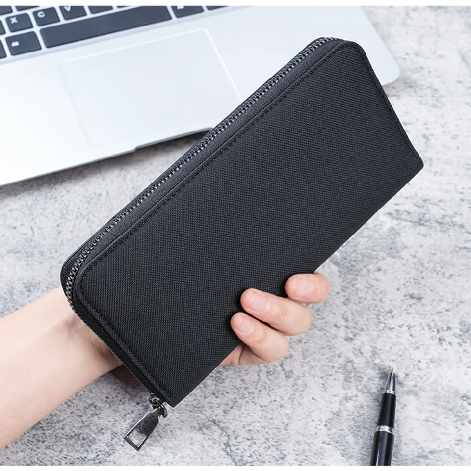 Men Long Wallet Large Capacity Multiple Card Slots Canvas Zippered Purse Business Handbag Card Holder Wallet Coin Bag 250514
