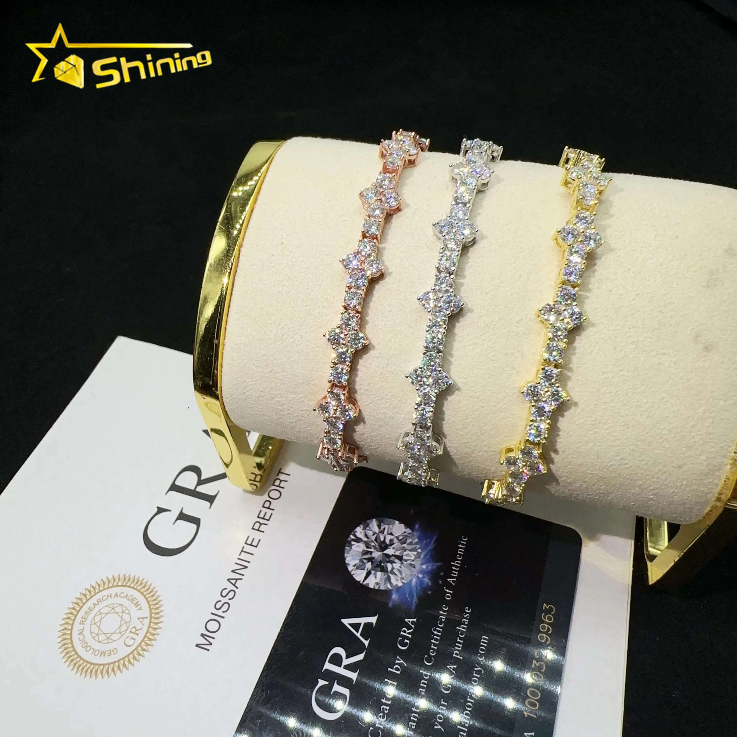 RTS 3mm Cross Bracelet Silver 925 Vvs Moissanite Hip Hop Iced Out Lab Diamond Fine Jewelry Tennis Chain Bracelet