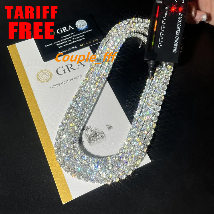 Factory Price VVS Moissanite Tennis Chain Fine Jewelry 2mm-6.5mm Wide in Stock S925 Silver GRA Moissanite Tennis Chain Necklace