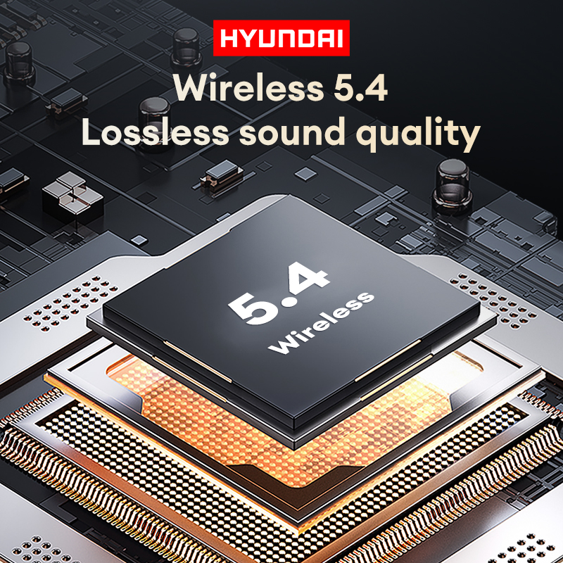 HYUNDAI HY-C02 LED Power Display Earphones Wireless Bluetooth Headphones Mic Noise Cancellation Stereo Sound Earphones