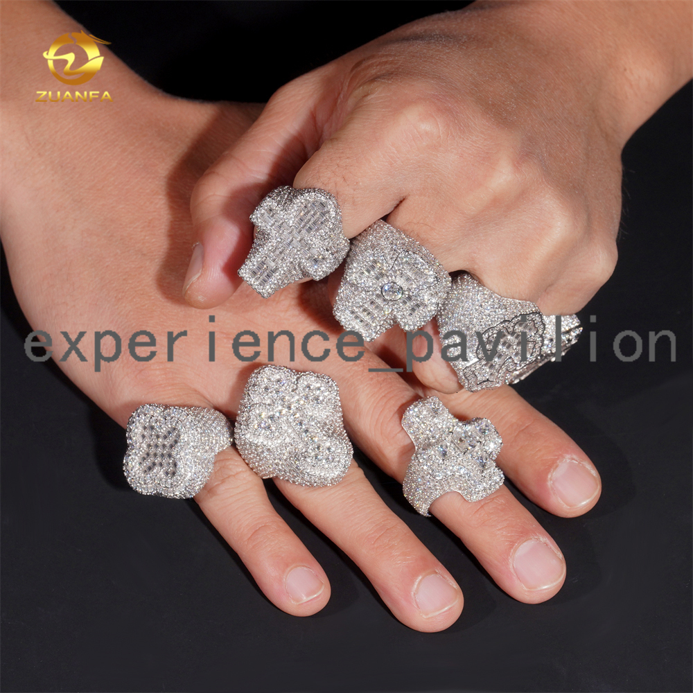 Hip Hop Style Hot Sale Vvs Moissanite Men Diamond Rings 925 Silver Ice Out Ring Cross Moissanite Hip Hop Ring Collection