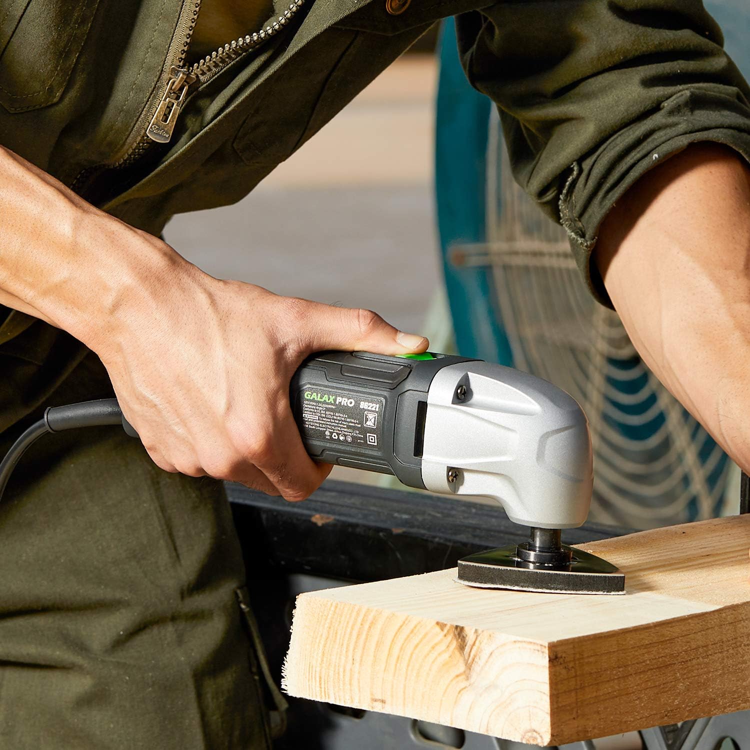 GALAX PRO 180W Oscillating Multifunction Tool 22000 OPM 3 Degree Vibration Angle with 3 Saw Blades 1 Semi-Circular Saw Blade Sanding Disc 6 Sanding Pa