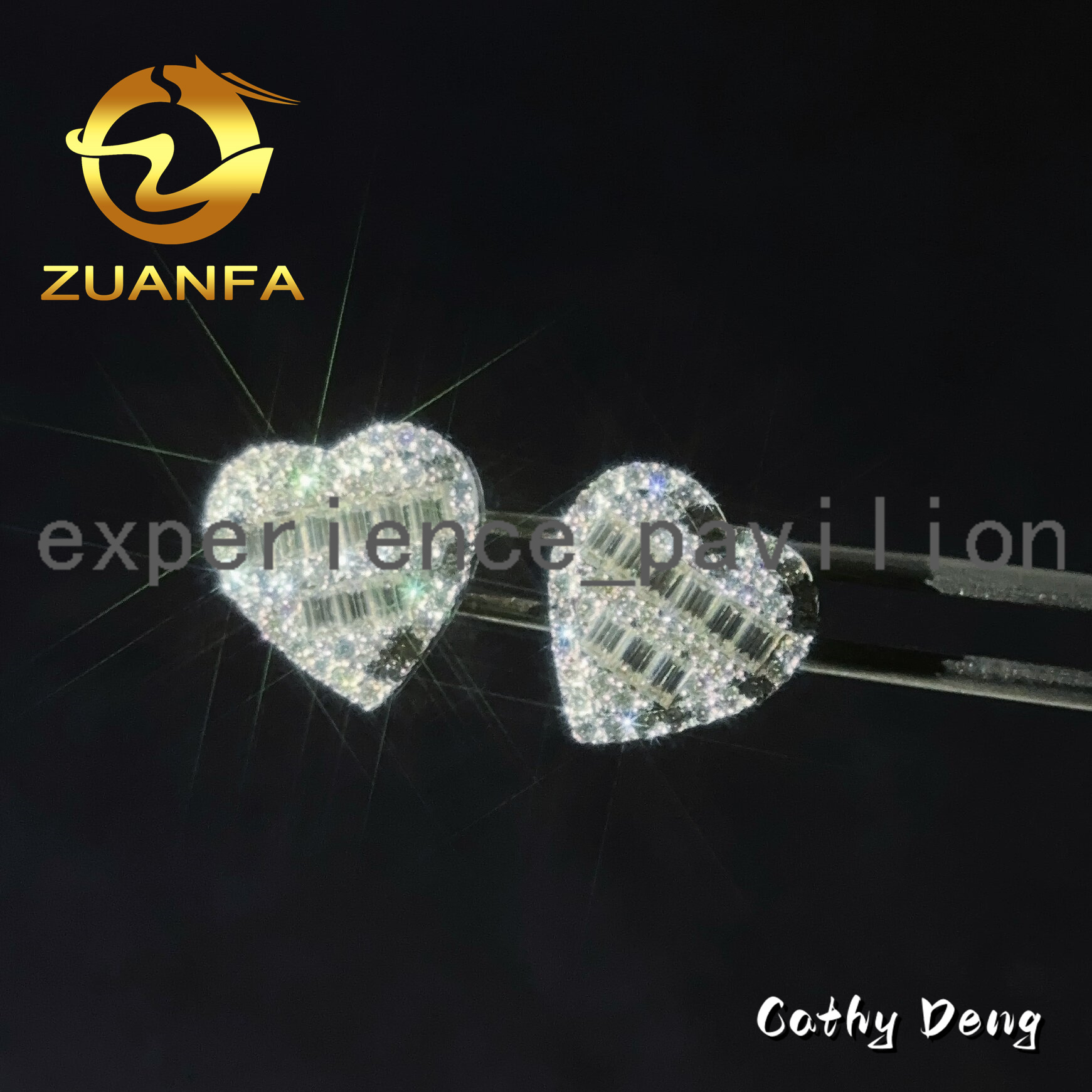 Ready Shipping Heart Shape Hip Hop Earring 925 Sterling Silver Moissanite Diamond Stud Earrings Pass Diamond Tester Screw Back