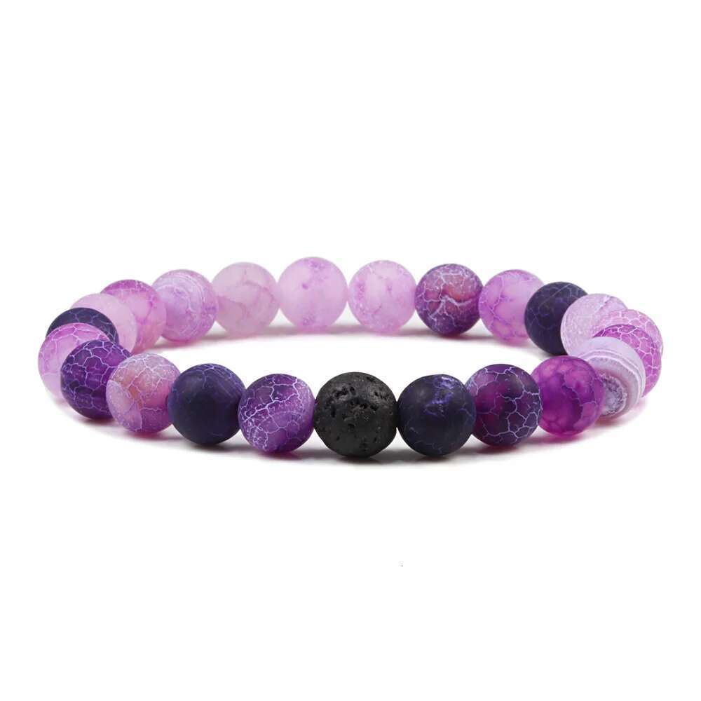 1-2Pcs Beaded Bracelets Bangles Set Natural Lava Stone Couples Distance Energy Elastic Rope Men Women Best Friend Jewelry Gift