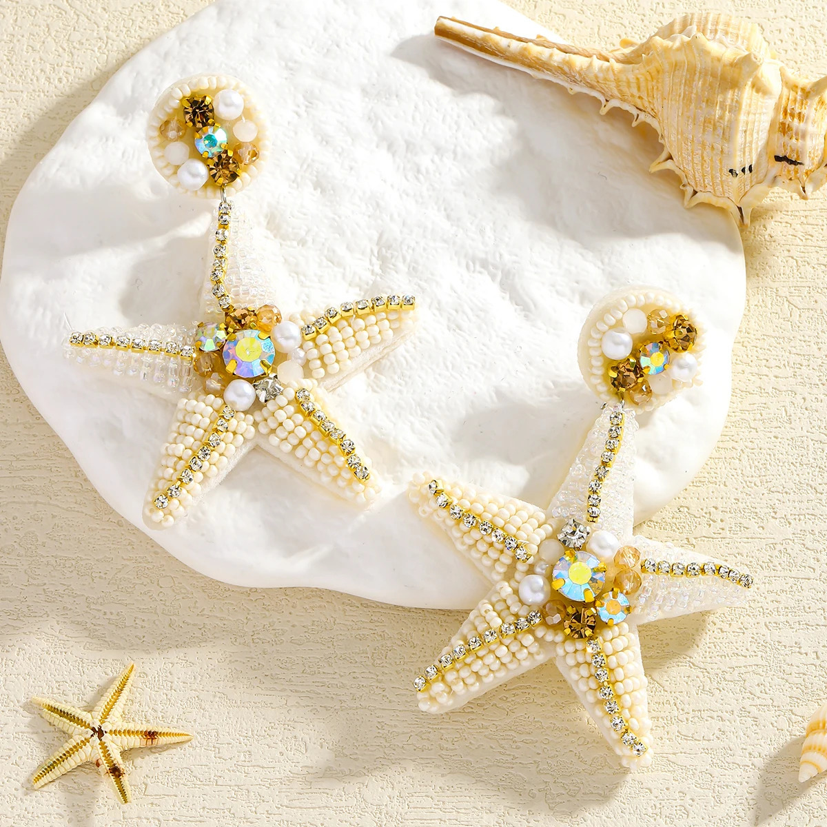 Creative Starfish Dangle Earrings For Women Bohemia Handmade Rice Beaded Sea Animal Jewelry Summer Beach Statement Accessories 250515