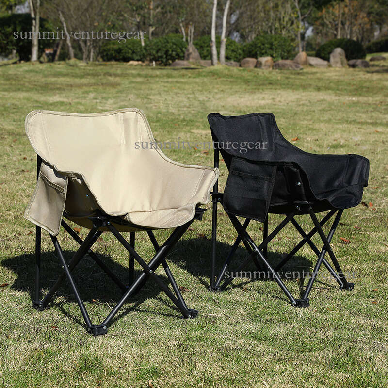 Outdoor camping leisure folding portable backrest fishing bench chair, aluminum alloy Oxford cloth moon chair