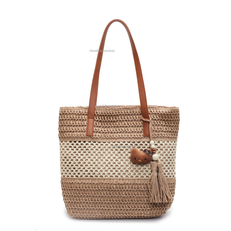 Designer Bag Women's Hollow Shoulder Strap Shoulder Bag Free Shipping New Fashion Woven Leisure Beach Bag Large Capacity Shopping Bag Vegetable B