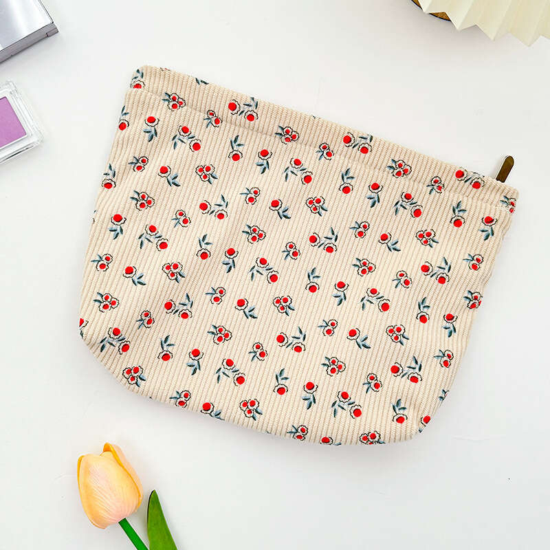 Corduroy Ins Style, Large Capacity Lipstick and Skincare Storage Bag. in Hand with Makeup Bag as a Gift