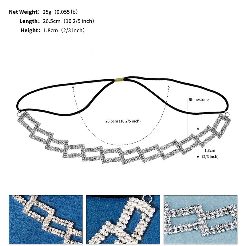 Full Diamond Claw Chain Hairband Classic Stretch Headband For Women and Girls Queens Party Tiara Jewelry Accessories 250509