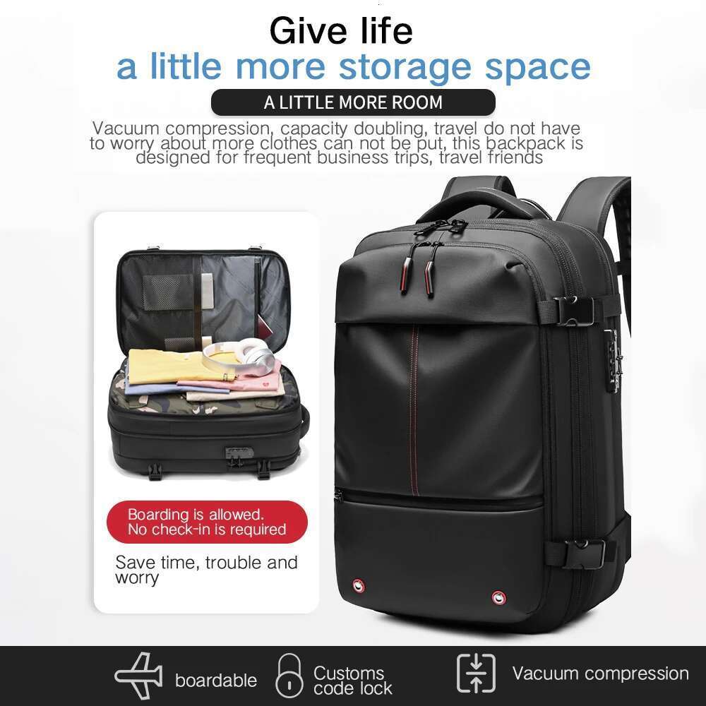 3Pcs Travel Vacuum Compression 17 Inch Laptop Business Large Capacity Expanded Backpack With Anti-Theft Lock