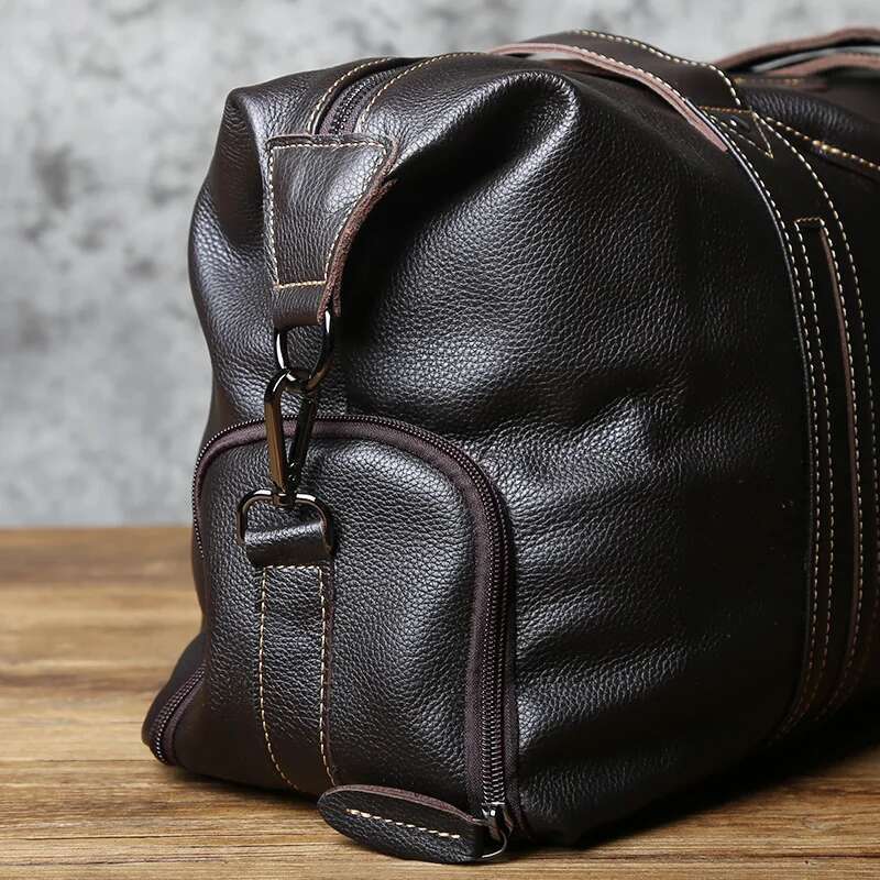 NZPJ Vintage Leather Men Travel Natural Cowhide Handbag Casual Shoulder Messenger Computer Large Capacity Lage Bag