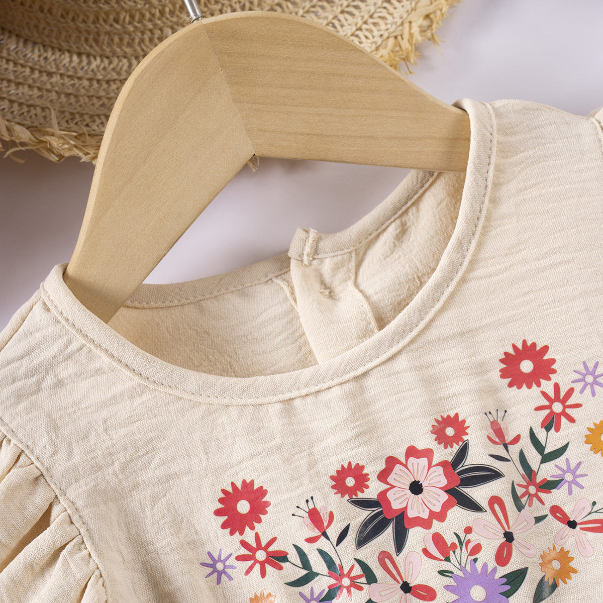 Summer Baby Girl Casual Printed Dresses, Baby Clothes Butterfly Sleeve Sweetheart Dresses Simple and Versatile for Daily Wear and Outings SY087