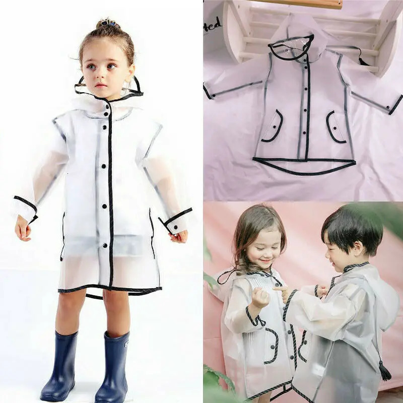 Kids Raincoat Waterproof Rain Poncho Clear Transparent Children kindergarten school Student Rainsuit Protective Poncho Covers 250515
