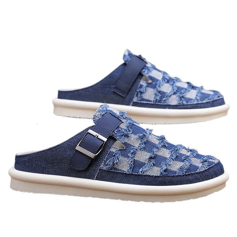 New Baotou Half Drag Casual Comfortable Breathable Color Blocked Fashion Flat Casual Shoes Heel Versatile Daily Men S Slippers Ddmysaturn