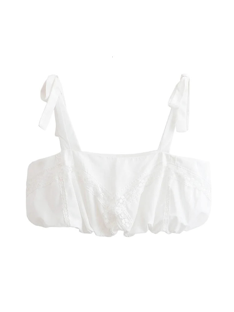 TFMLN Womens Lace Splice Top Skirt Sets Sweet Chic Bow Tie Up Short Mini Set Women Fashion White Summer 250515
