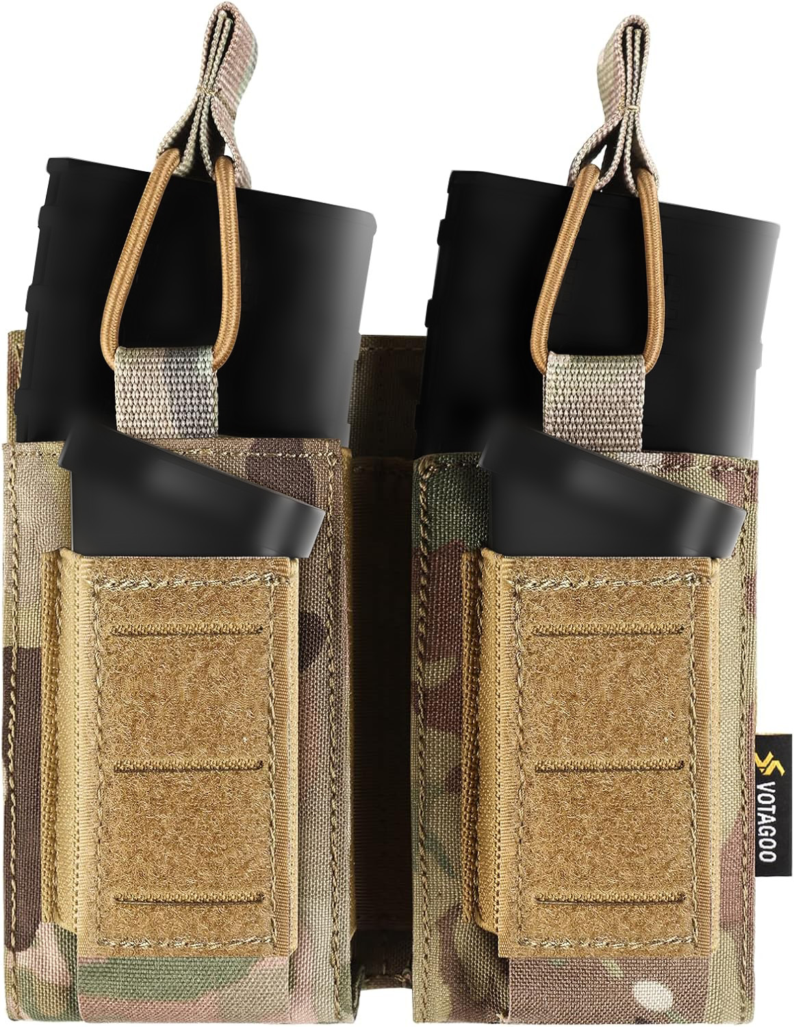 VOTAGOO Molle Mag Pouch 5.56mm 9mm Open-Top Magazine Pouch Single/Double/Triple Elastic Magazine Pouch Combo for Pistol and Rifle