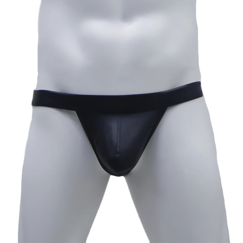 CLEVER-MENMODE Sexy Men Thong Lingerie Jockstrap Underwear Pu Faux Leather G String Panties Tangas Open Butt Underpants 250515