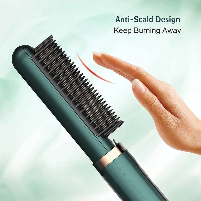 Electric Straighten Brush Fast Heating Ceramic Hair Professional Curler Straightener Comb Styler