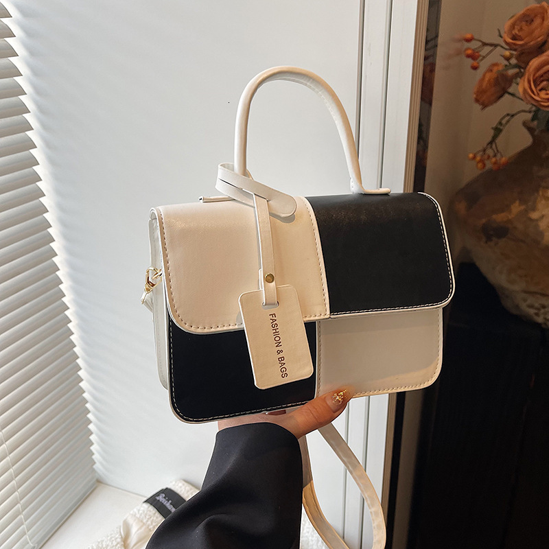 Niche Design New Free Luxury Bag Delivery Designer Bag Color Blocking Splicing Handheld Small Square 2025 New Texture Crossbody Fashionable Single Sho