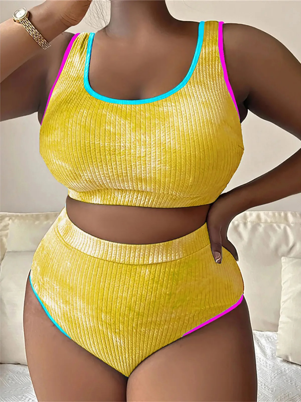 0XL - 4XL Tie Dye Bikini Large Size Swimwear Plus Size Women Swimsuit Female Two-pieces Bikini set Bather Bathing Suit K5948 250515