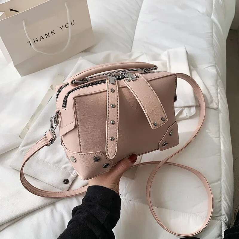 New Rivet Net Red Shoulder Fashion Solid Color Messenger Cross-Border Small Bag Women