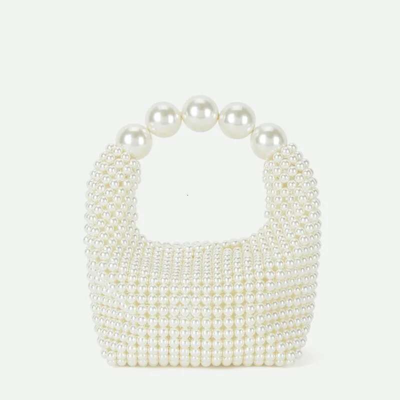 Pearl Beaded Bag Designer Brand Acrylic Crystal Stone Box Totes Handbag Women Handmade Summer Party Small Bucket Purse
