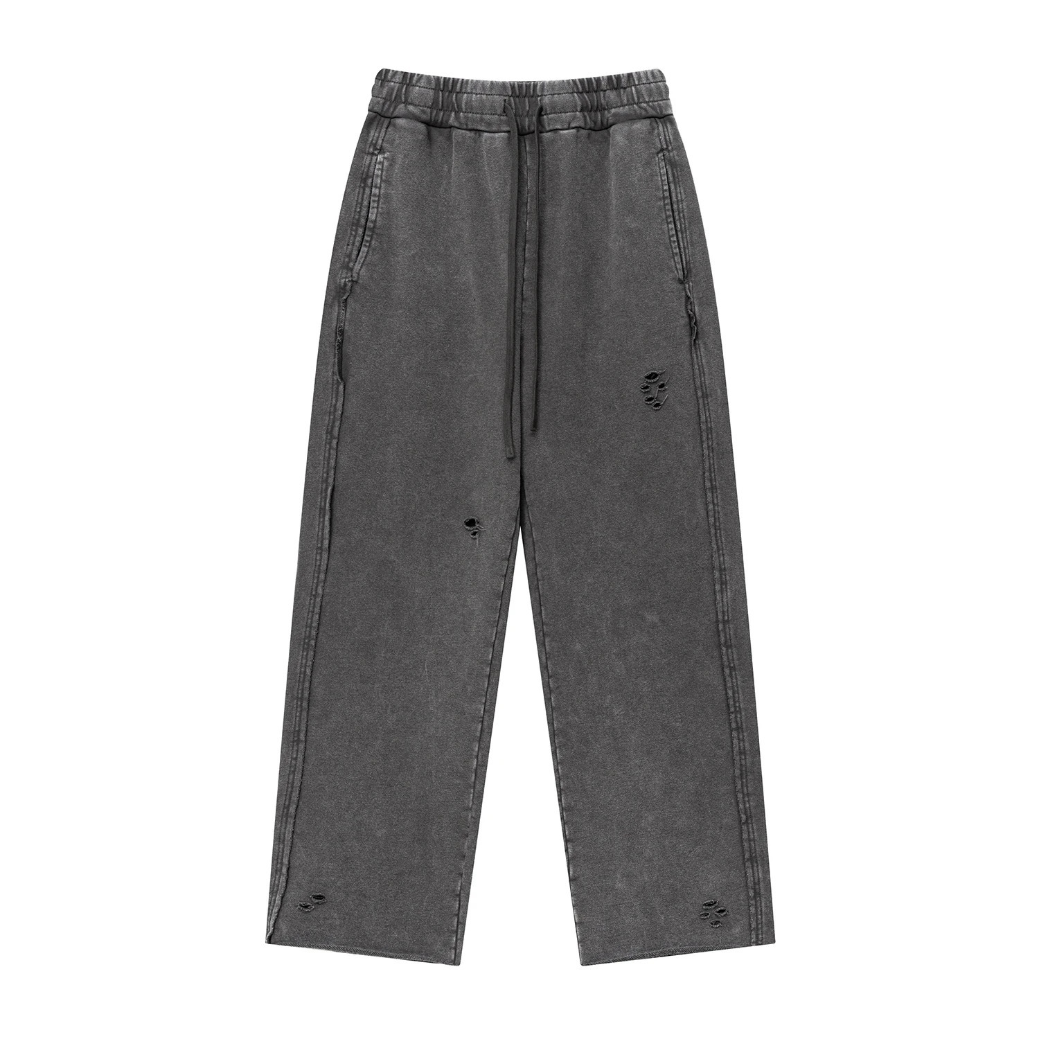 European and American Distressed Sweatpants Y2k Man Vintage Washed Joggers Men Straight Leg Sanitary Pants Rolled Edges 250513