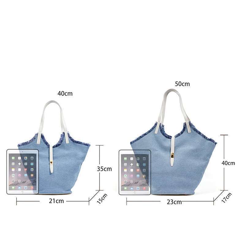 Brand Design Shoulder Large Capacity Retro Denim Tassel Tote Bag New Ladies Fashion Versatile Handbag