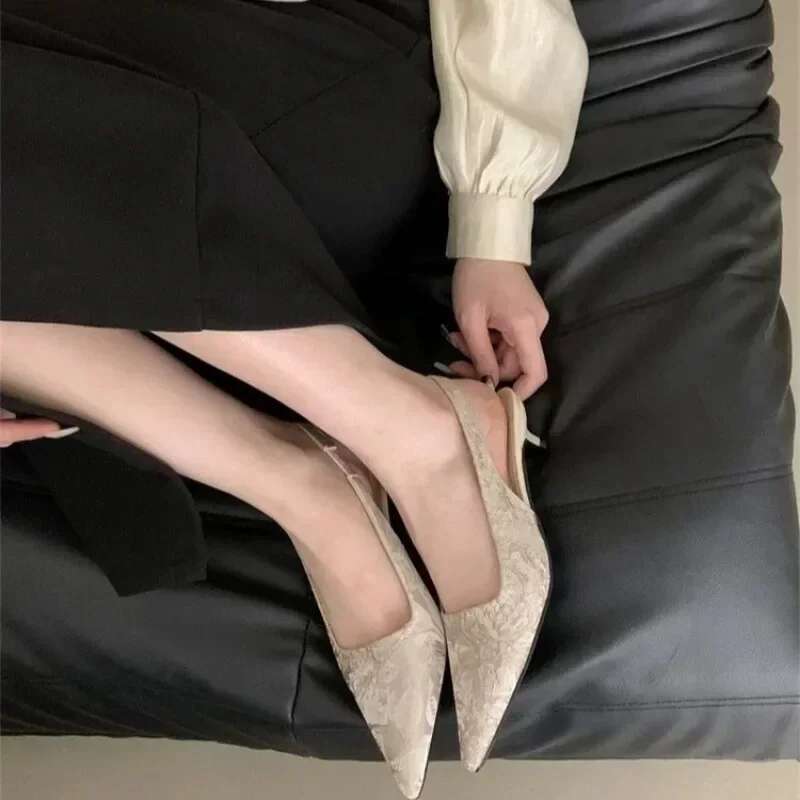 Women's 2025 Fashion Party Pumps Thin High Heels Elastic Band Ladies Summer New Elegant Dress Shoes Woman Heeled Sandals