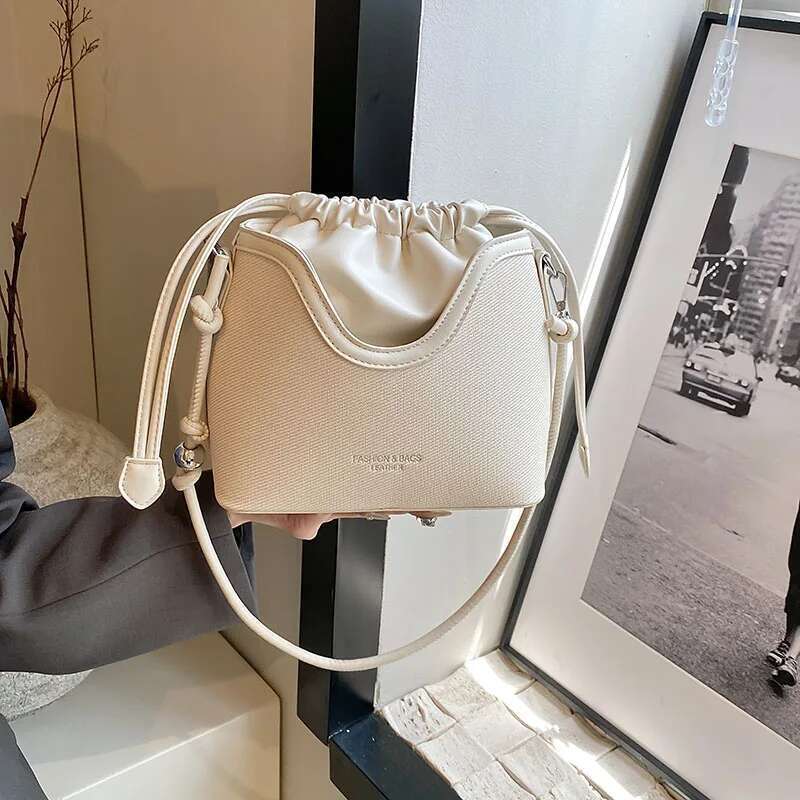 2024 New PU Solid Color Bucket Fashion Casual Crossbody Single Shoulder Bag Good Quality Popular Style