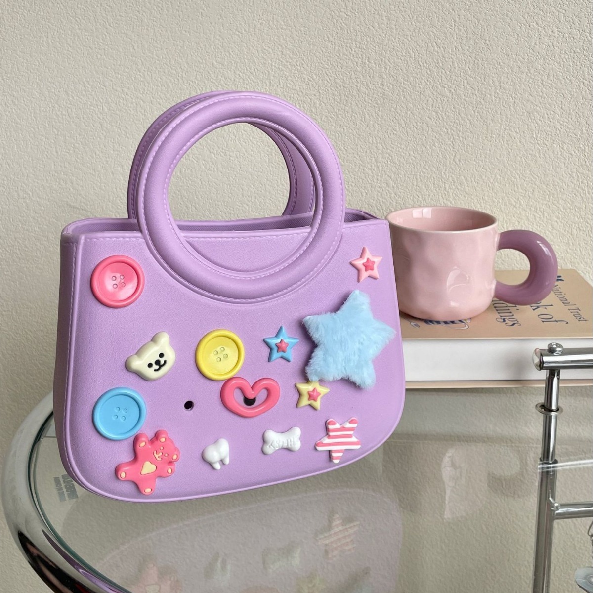Bb003eva New Solid Color DIY Waterproof Storage Beach Bag Fashionable Hollow Travel Handbag Full