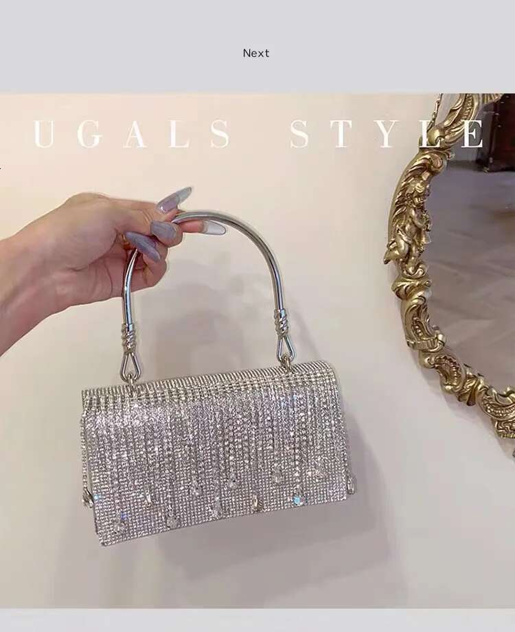 Glitter Shiny Dia Evening Bling Tassel Square Women Handbag Wedding Party Clutch Purse Shoulder Crossbody Bag