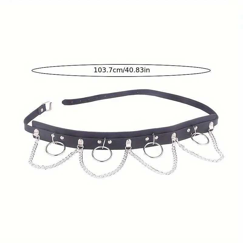 Sexy Women Gothic Hiphop Belt with Chain Harajuku Punk Style Jk Waist Adjustable Disco Dancing Pu Dress Jeans Waist Chain Y250515