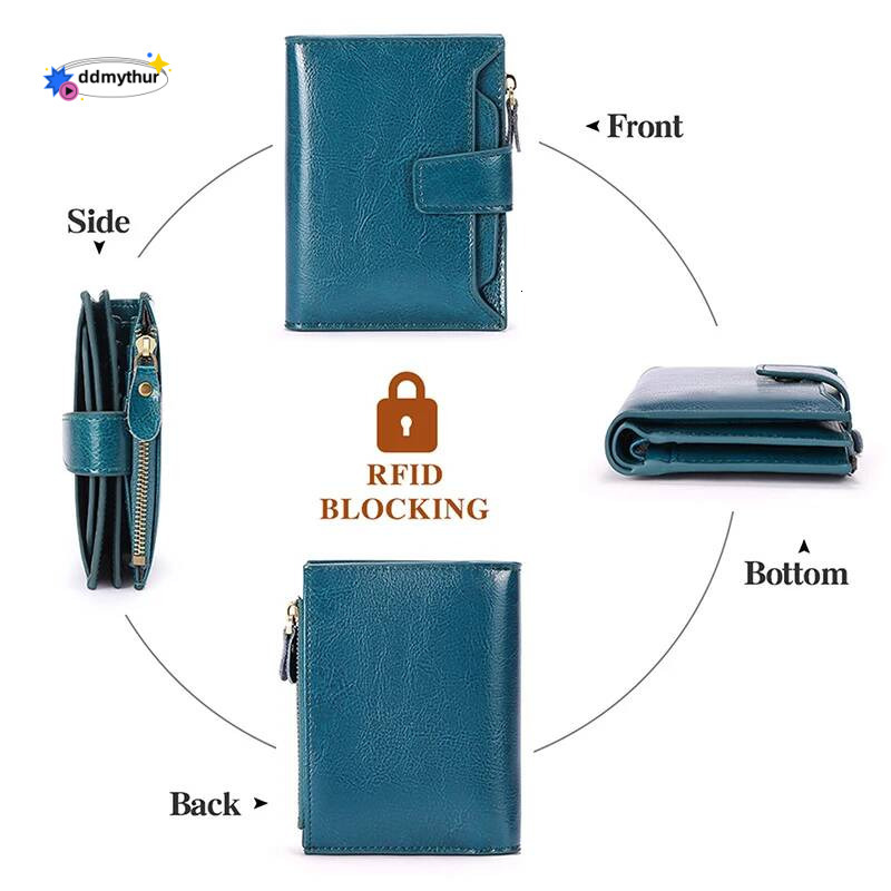 Women's Genuine Leather Short Wallet with Zipper - Kpop Style Coin Pocket & Card Holder, Slim Fashion Purse for Ladies ddmythur