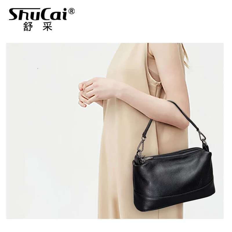 Genuine Leather Shoulder Fashion Crossbody Bag For Women Ladies Solid Casual Small Messenger Bags