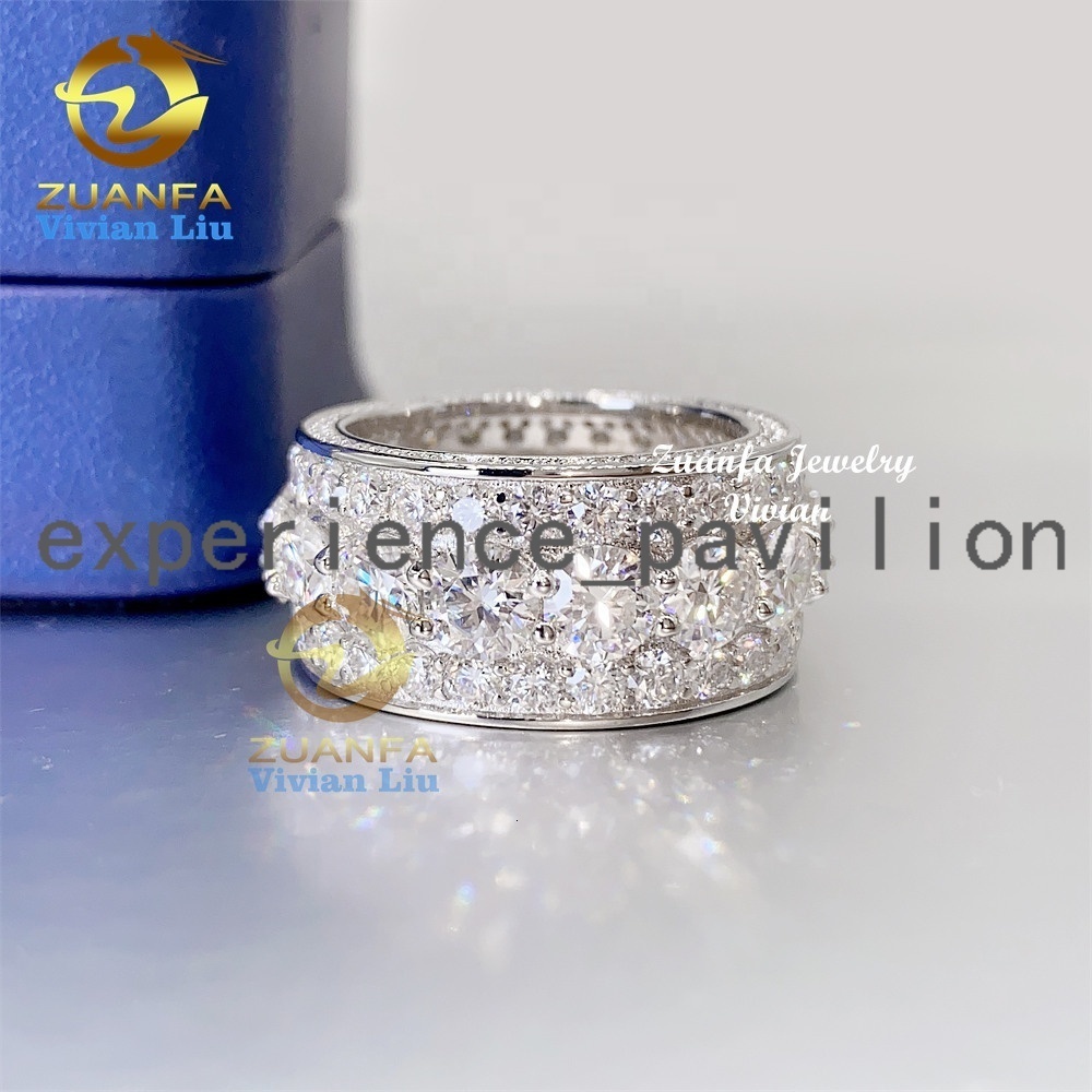 Fashion Jewelry 925 Sterling Silver Iced Out Hip Hop moissanite moissanite or Vvs Moissanite Ring