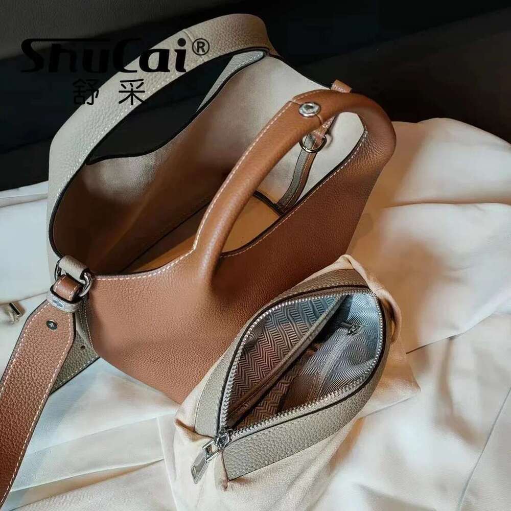 Genuine Leather bucket designer blocking and versatile single shoulder diagonal crossbody TOGO cowhide women's handbags