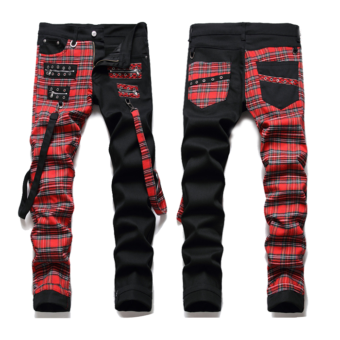 Men's Jeans Korean Embroidered Medium Waist Slim Fit Elastic Denim Pants Fashionable Achieve Slimming Effect 2025
