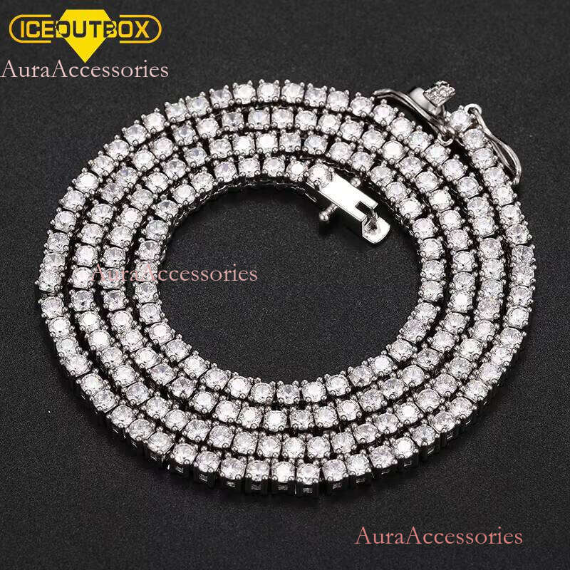 2.5mm Brass Zircon 1 Row Hip Hop Bling Jewelry Gold Sier CZ Tennis Chain Necklace Iced Out