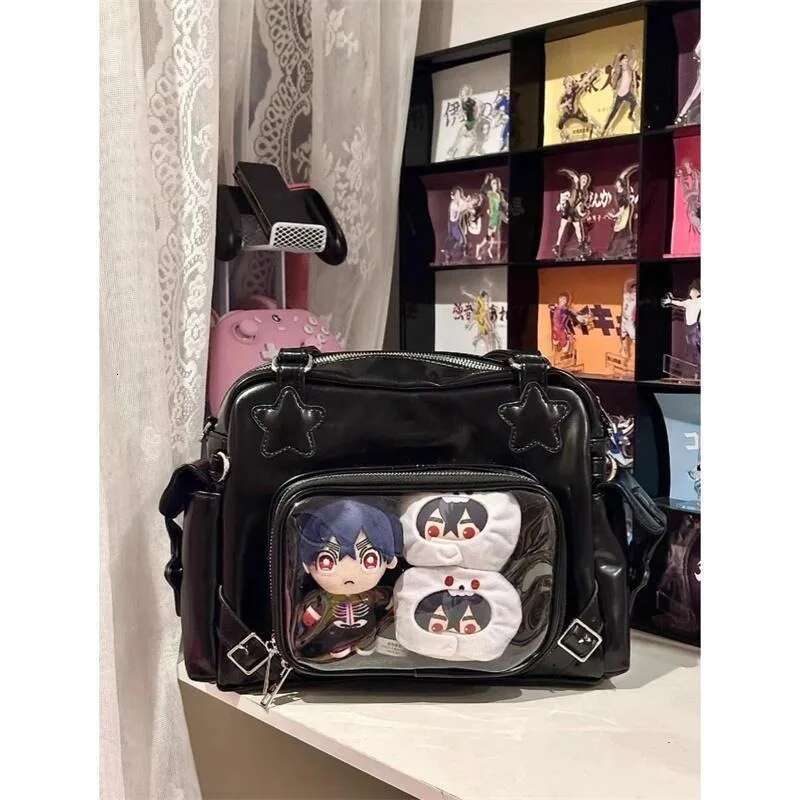 Black Y2k Shoulder For Women Gothic Fashion Lolita Jk Pu Leather Ita Bag Japanese Style New In Casual Female Handbag