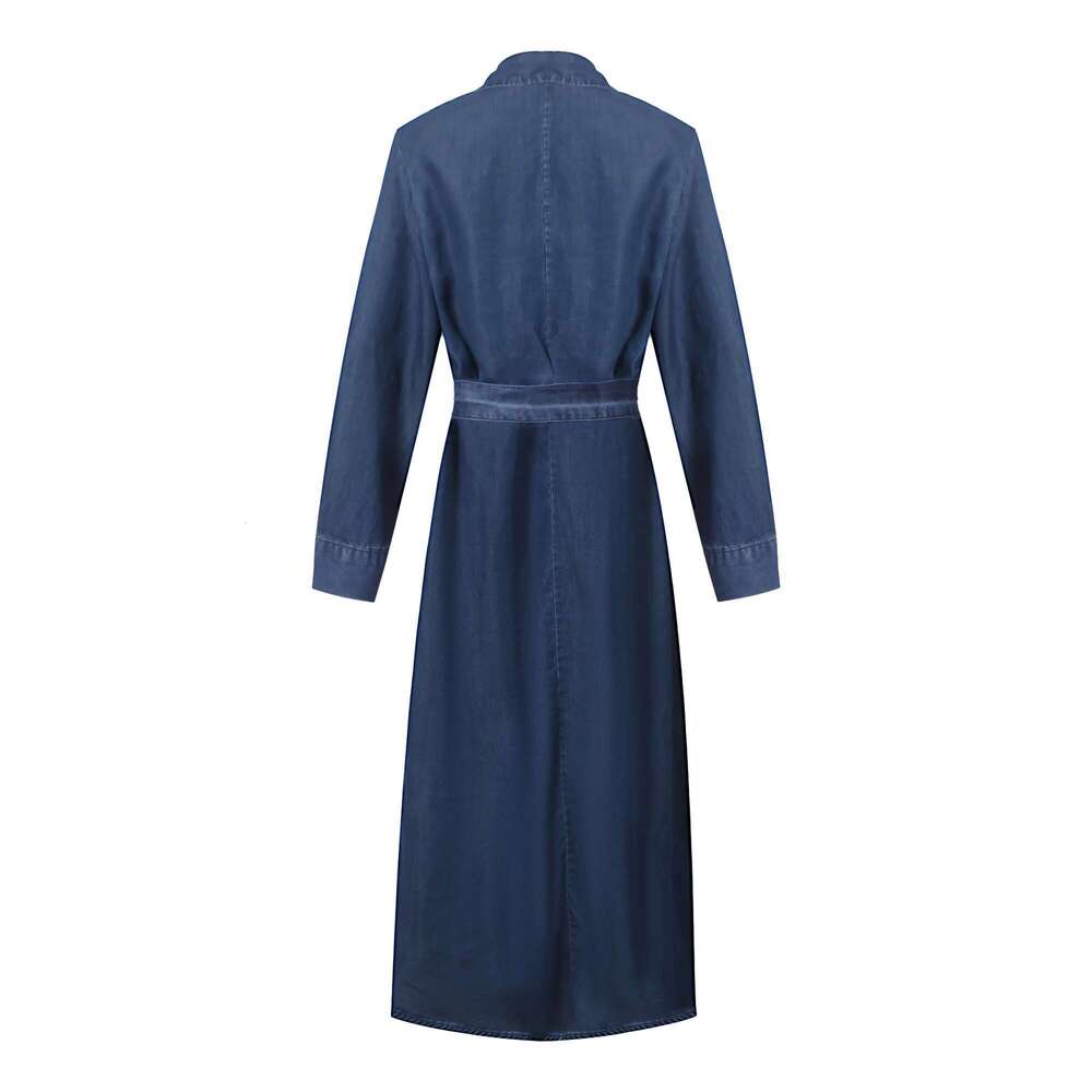 CHCH Women's Shirt 2025 New Denim Long Skirt A-Line Belt Looks Thin