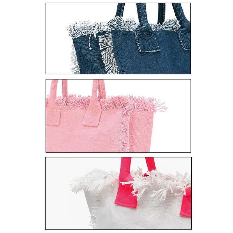 Fashionable Customizable Letter Tassel Canvas Summer Beach Women's Bag Large Capacity Commuting Tote Wedding Gifts
