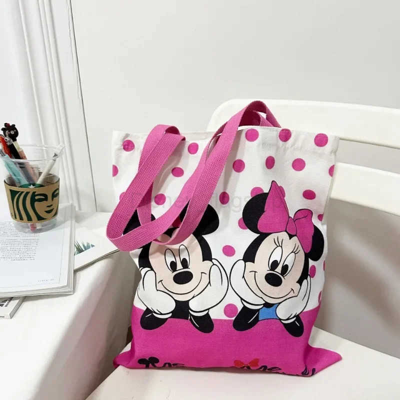 Disney 2025 New Mickey Canvas BagVersatile Womens Shoulder BagCommuting Tote BagLarge Capacity Tote BagMummy BagXJ250515