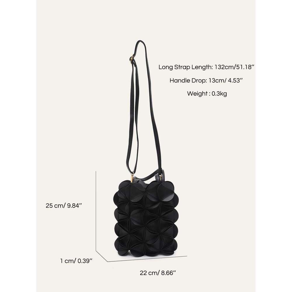 CEZIRA Women PU Leather Top-Handle Bags Fashion Cute Petal Patchwork Square Cross Body Handbags Small Tote Purses Vacation Gift